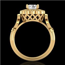 1.2 CTW VS/SI Diamond Solitaire Art Deco Ring 18K Yellow Gold - REF-345Y2N - 37051