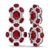 Image 4 : 33.5 CTW Royalty Designer Ruby & VS Diamond Earrings 18K White Gold - REF-518M2F - 39312