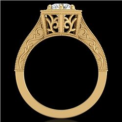 0.77 CTW VS/SI Diamond Art Deco Ring 18K Yellow Gold - REF-218Y2N - 36898