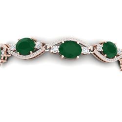 22.15 CTW Royalty Emerald & VS Diamond Bracelet 18K Rose Gold - REF-418X2T - 38959