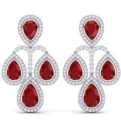 29.23 CTW Royalty Designer Ruby & VS Diamond Earrings 18K White Gold - REF-509F3M - 39363