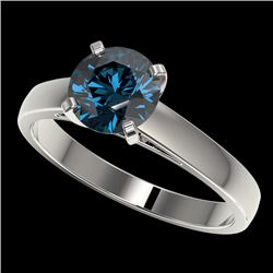 1.57 CTW Certified Intense Blue SI Diamond Solitaire Engagement Ring 10K White Gold - REF-254N5Y - 3