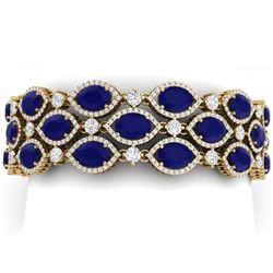 52.84 CTW Royalty Sapphire & VS Diamond Bracelet 18K Yellow Gold - REF-1145Y5N - 38894