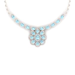 39.31 CTW Royalty Sky Topaz & VS Diamond Necklace 18K Rose Gold - REF-527F3M - 39040