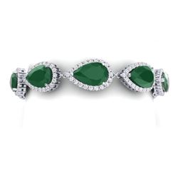 42 CTW Royalty Emerald & VS Diamond Bracelet 18K White Gold - REF-636R4K - 38856
