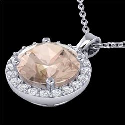 1.50 CTW Morganite & Halo VS/SI Diamond Micro Necklace Solitaire 18K White Gold - REF-58H5W - 21566