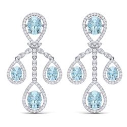 25.94 CTW Royalty Sky Topaz & VS Diamond Earrings 18K White Gold - REF-418N2Y - 38580