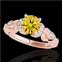 1.2 CTW Certified Si Intense Yellow Diamond Solitaire Antique Ring 10K Rose Gold - REF-161W8H - 3468