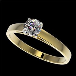 0.53 CTW Certified H-SI/I Quality Diamond Solitaire Engagement Ring 10K Yellow Gold - REF-51M3F - 36