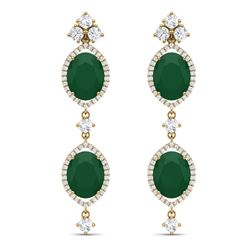 15.81 CTW Royalty Emerald & VS Diamond Earrings 18K Yellow Gold - REF-309M3F - 38906