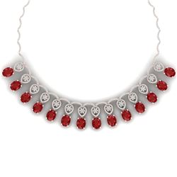 56.05 CTW Royalty Ruby & VS Diamond Necklace 18K Rose Gold - REF-1145X5T - 39064