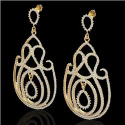 3.50 CTW Micro Pave Designer VS/SI Diamond Certified Earrings 14K Yellow Gold - REF-291Y3N - 22448