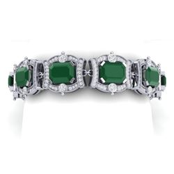 43.87 CTW Royalty Emerald & VS Diamond Bracelet 18K White Gold - REF-836N4Y - 38775