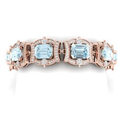 42.18 CTW Royalty Sky Topaz & VS Diamond Bracelet 18K Rose Gold - REF-654T5X - 38785