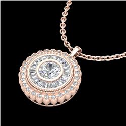 2.11 CTW VS/SI Diamond Solitaire Art Deco Stud Necklace 18K Rose Gold - REF-309T3X - 37086