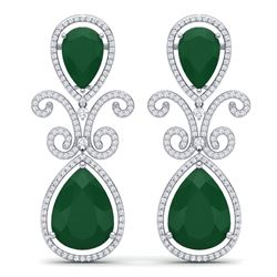 31.6 CTW Royalty Emerald & VS Diamond Earrings 18K White Gold - REF-445K5R - 39540