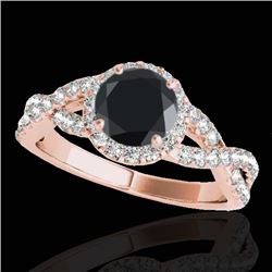 1.54 CTW Certified Vs Black Diamond Solitaire Halo Ring 10K Rose Gold - REF-72M2F - 33791
