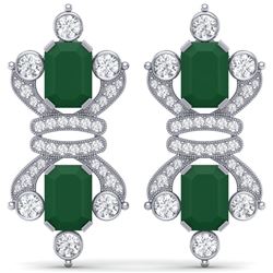 27.36 CTW Royalty Emerald & VS Diamond Earrings 18K White Gold - REF-600X2T - 38760