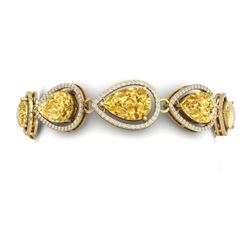 38.99 CTW Royalty Canary Citrine & VS Diamond Bracelet 18K Yellow Gold - REF-436N4Y - 39569