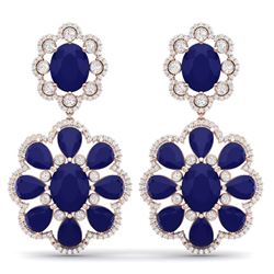 33.88 CTW Royalty Sapphire & VS Diamond Earrings 18K Rose Gold - REF-436Y4N - 39160
