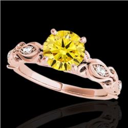 1.1 CTW Certified Si Intense Yellow Diamond Solitaire Antique Ring 10K Rose Gold - REF-156W4H - 3463