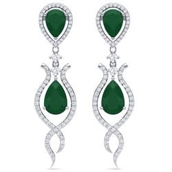 16.57 CTW Royalty Emerald & VS Diamond Earrings 18K White Gold - REF-345F5M - 39510