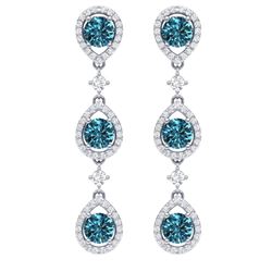 5.28 CTW Royalty Fancy Blue, SI Diamond Earrings 18K White Gold - REF-427Y3N - 39099