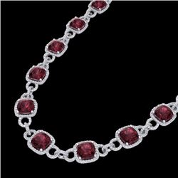 66 CTW Garnet & Micro VS/SI Diamond Certified Eternity Necklace 14K White Gold - REF-794N5Y - 23043