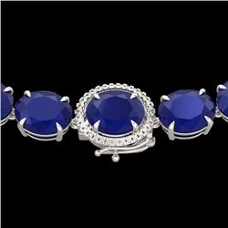 170 CTW Sapphire & VS/SI Diamond Halo Micro Solitaire Necklace 14K White Gold - REF-685H3W - 22314