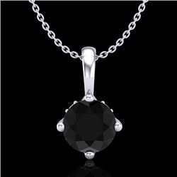 0.82 CTW Fancy Black Diamond Solitaire Art Deco Stud Necklace 18K White Gold - REF-63N6Y - 37800