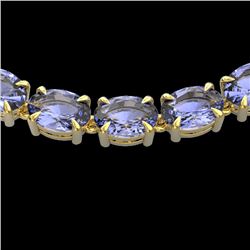 56 CTW Tanzanite Eternity Designer Inspired Tennis Necklace 14K Yellow Gold - REF-631W3H - 23411