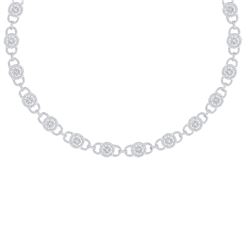 12 CTW Certified SI/I Diamond Halo Necklace 18K White Gold - REF-804K5R - 40079