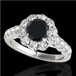 2.35 CTW Certified Vs Black Diamond Solitaire Halo Ring 10K White Gold - REF-115Y3N - 33547