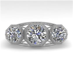 2 CTW Past Present Future VS/SI Diamond Ring 18K White Gold - REF-421W6H - 36063