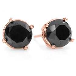 3.0 CTW Vs Certified Black Diamond Solitaire Stud Earrings 18K Rose Gold - REF-78T9X - 14154