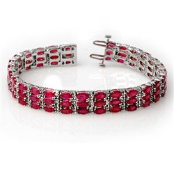 30.26 CTW Ruby & Diamond Bracelet 14K White Gold - REF-391Y3N - 11546