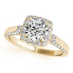 1.5 CTW Certified VS/SI Diamond Solitaire Halo Ring 18K Yellow Gold - REF-360W2H - 26253