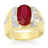 Image 1 : 6.33 CTW Ruby & Diamond Mens Ring 10K Yellow Gold - REF-76X2T - 14487