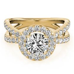 1.51 CTW Certified VS/SI Diamond Solitaire Halo Ring 18K Yellow Gold - REF-176Y5N - 26765
