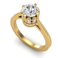 1.5 CTW VS/SI Diamond Art Deco Ring 18K Yellow Gold - REF-399R3K - 36832