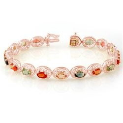 12.90 CTW Multi-Color Sapphire Bracelet 10K Rose Gold - REF-85H3W - 11705