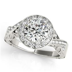 1.75 CTW Certified VS/SI Diamond Solitaire Halo Ring 18K White Gold - REF-623T2X - 27057