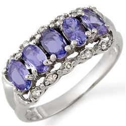 1.80 CTW Tanzanite & Diamond Ring 18K White Gold - REF-52R8K - 10679