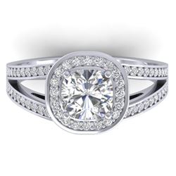 1.5 CTW Cushion Cut Certified VS/SI Diamond Art Deco Ring 14K White Gold - REF-429H8W - 30333