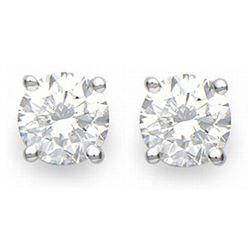 1.0 CTW Certified VS/SI Diamond Solitaire Stud Earrings 18K White Gold - REF-141T8X - 13535