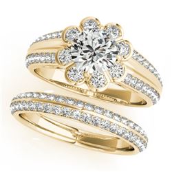 1.21 CTW Certified VS/SI Diamond 2Pc Wedding Set Solitaire Halo 14K Yellow Gold - REF-150T9X - 31285