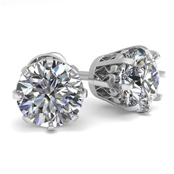 2.0 CTW VS/SI Diamond Stud Solitaire Earrings 18K White Gold - REF-490M4F - 35685