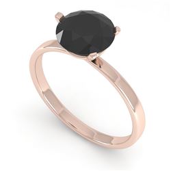 1.50 CTW Black Certified Diamond Engagement Ring Martini 18K Rose Gold - REF-59K3R - 32240