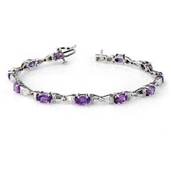 6.11 CTW Tanzanite & Diamond Bracelet 14K White Gold - REF-90T2X - 13397