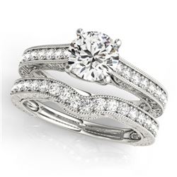 1.42 CTW Certified VS/SI Diamond Solitaire 2Pc Wedding Set 14K White Gold - REF-216H2W - 31667